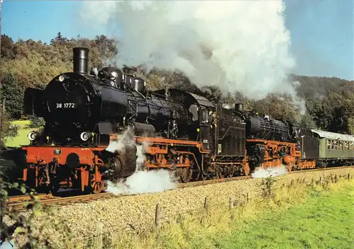 AK, Ibbenbüren, Dampf-Loks 38 1722 + 01 150 auf der Teuteburger Wald-Eisenbahn