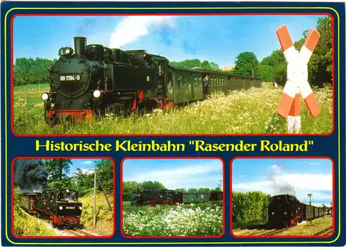 AK, Insel Rügen, Historische Kleinbahn "Rasender Roland", vier Abb., 1999