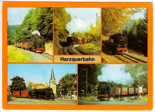 AK, Harzquerbahn, fünf Abb., 1988