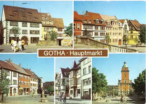 AK, Gotha, Hauptmarkt, fünf Abb., 1989
