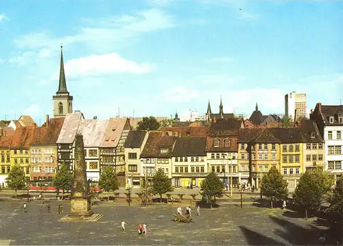 AK, Erfurt, Gebäudefront am Domplatz, 1989