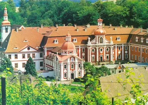 AK, Ostritz Kr. Görlitz, Kloster St. Marienthal, Blick vom Stationsberg, um 1997