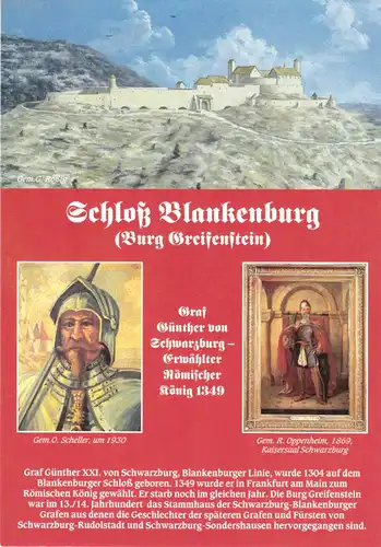 AK, Bad Blankenburg Thür., Schloß Blankenburg (Burg Greifenstein), um 1995