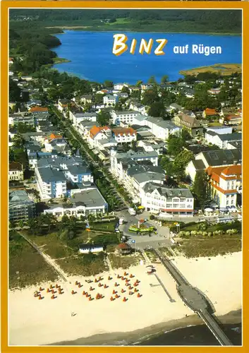 AK, Ostseebad Binz auf Rügen, Luftbildansicht mit Seebrücke, um 2003