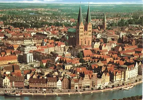 AK, Lübeck, Luftbild - Teilansicht, um 1976