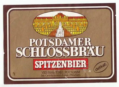 zwei Bieretiketten, VEB Brauerei Potsdam, Potsdamer Schloßbräu, 1980er