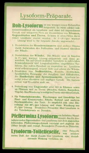 Werbezettel, Lysoform Dr. Hans Rosemann, Berlin Schöneberg, um 1930