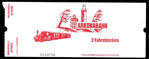 Fahrkarte, Arkonabahn, Insel Rügen, um 2005