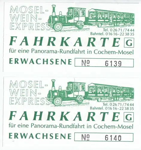 Fahrkarte (2), Cochem Mosel, Mosel-Wein-Express, 1990er