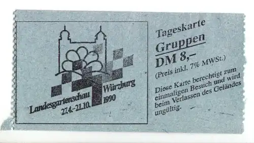 Eintrittskarte (2), Würzburg, Residenz und Landesgartenschau, 1990
