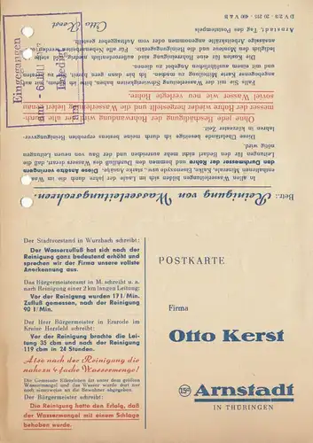 Werbung, Otto Kerst, Torpedo-Rohrreinigung, Arnstadt i. Thür., 26.6.53