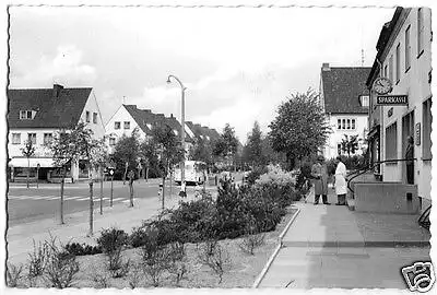 AK, Itzehoe - Tegelhörn, Ostlandplatz, Sparkasse, Bus, um 1960