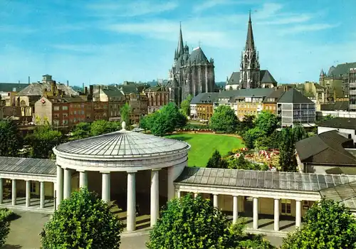 AK, Aachen, Elisenbrunnen mit Blick zum  Dom, um 1970