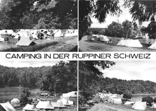 AK, Neuruppin, Camping in der Ruppiner Schweiz, vier Abb., 1974