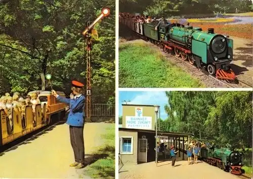 AK, Dresden, Pioniereisenbahn, 3 Abb., 1977