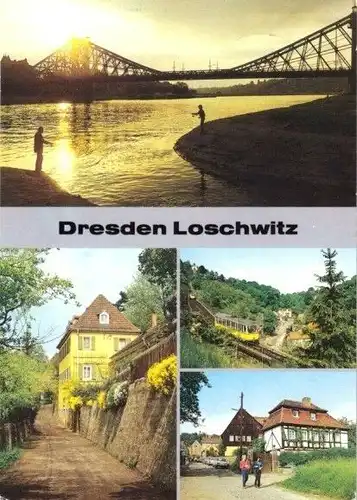 AK, Dresden Loschwitz, 4 Abb., Blaues Wunder, um 1989