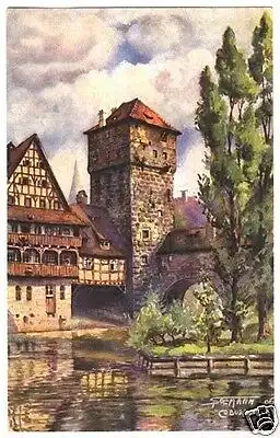 AK, Nürnberg, Henkersteg, Künstlerkarte, um 1926
