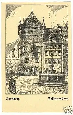 AK, Nürnberg, Nassauer Haus, Künstlerkarte, um 1922