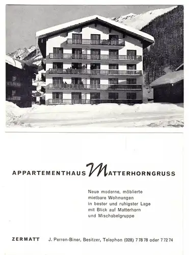 Zermatt (Wallis), zwei Hotelkarten, Matterhornblick und Matterhorngruß, um 1990