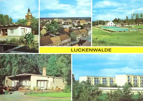 AK, Luckenwalde, fünf Abb., u.a. Schwimmbad, 1978