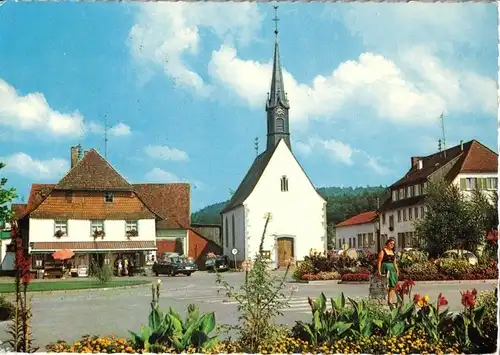 AK, Unteruhldingen Bodensee, Platz und Kath. Kapelle, 1969