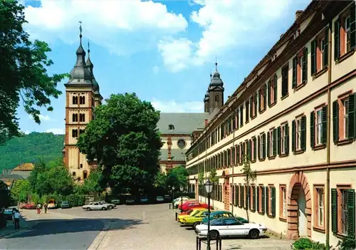 AK, Amorbach, Straßenpartie und Kirche, 1992