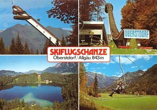 AK, Oberstdorf Allgäu, Skiflugschanze, vier Abb., um 1980