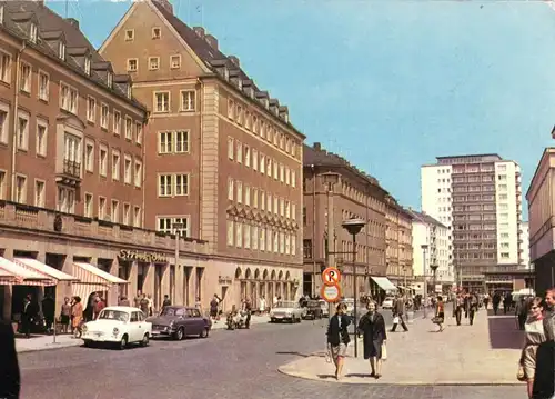 AK, Karl-Marx-Stadt, Chemnitz, Innere Klosterstr., belebt, 1968