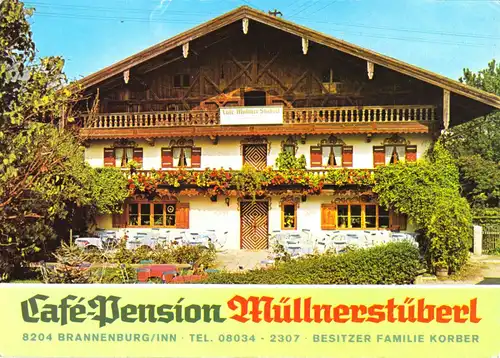 tour. Prospekt, Brannenburg Inn, Café - Pension Müllnerstüberl, um 1980