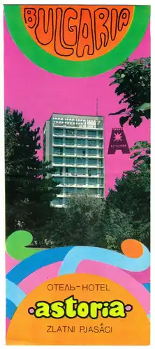 tour. Prospekt, Bulgarien, Zlatni Piasaci, Goldstrand, "Hotel astoria" um 1980