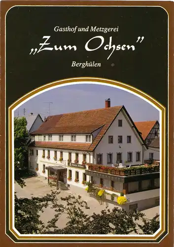 tour. Prospekt, Berghülen, Gasthof und Metzgerei "Zum Ochsen", um 1970