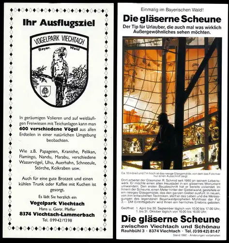 drei tour. Prospekte, Viechtach - Weltkunstmuseum, Vogelpark, Scheune, 1990