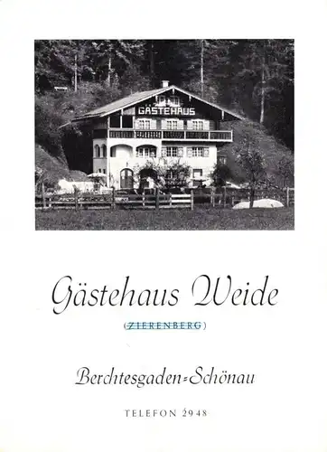 Prospekt, Berchtesgaden-Schönau, Gästehaus Weide, um 1960