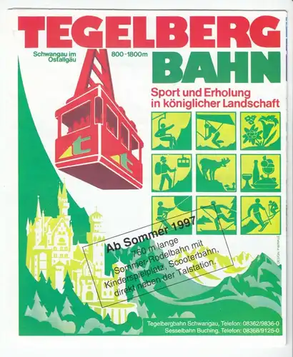 tour. Prospekt, Tegelbergbahn Schwangau, 1997