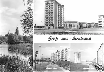 AK, Stralsund, vier Abb., u.a. Kniepervorstadt, 1978