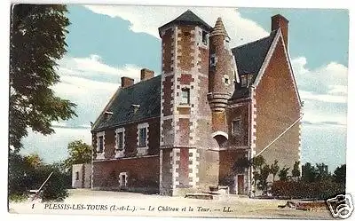 AK, La Riche, Indre-et-Loire, Plessis-les-Tours,  Le Chateau et la Tour, um 1914