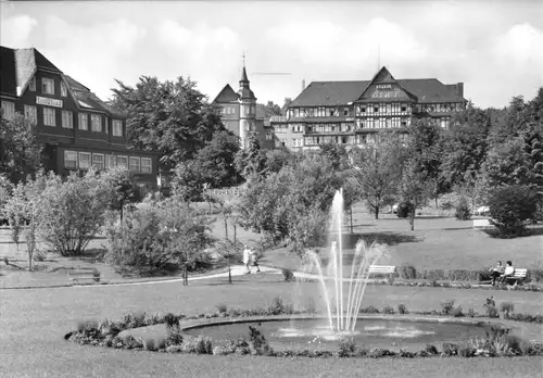 AK, Oberhof Thür. Wald, Parkanlage und Ernst-Thälmann-Haus, 1969