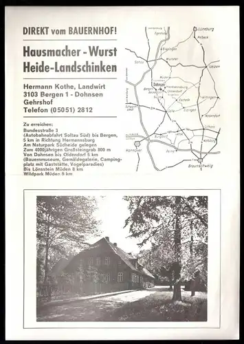 Werbe-Prospekt, Bergen - Dohsen, Landfleischerei Hermann Kothe, 1977