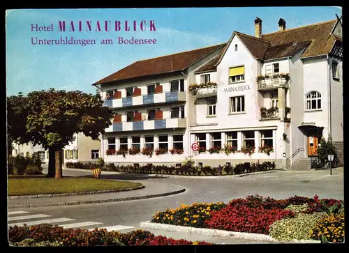 tour. Prospekt, Unteruhldingen am Bodensee, Hotel Mainaublick, um 1970