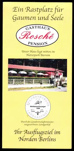 tour. Prospekt, Wandlitz OT Stolzenhagen, Gasthaus - Pension Rosché, um 1998