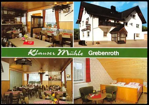 Prospekt, Heidenrod - Grebenroth, Gaststätte und Pension Klauser Mühle, um 1980