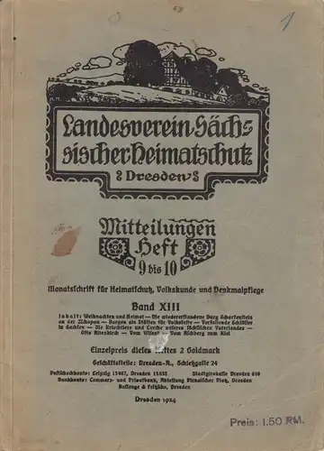 Mitteilungen d. Landesverein Sächsischer Heimatschutz Dresden, Heft 9/10, 1924