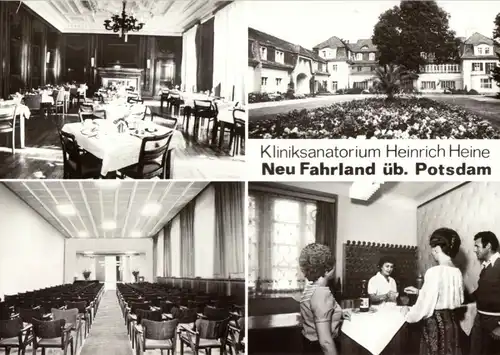 AK, Potsdam Neu Fahrland, Kliniksanatorium "Heinrich Heine", vier Abb., 1989