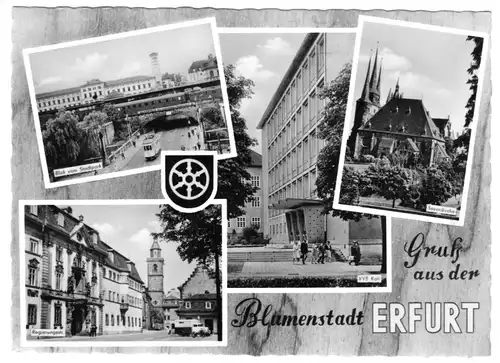 AK, Erfurt, Gruß aus der Blumenstadt, vier Abb. gestaltet, 1961