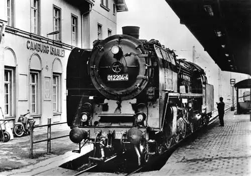 AK, Camburg Saale, Dampflok 01 204 im Bahnhof Camburg, 1983