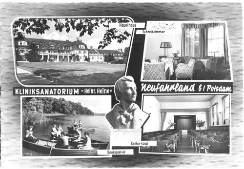 AK, Potsdam Neu Fahrland, Kliniksanatorium "Heinrich Heine", vier Abb., 1964