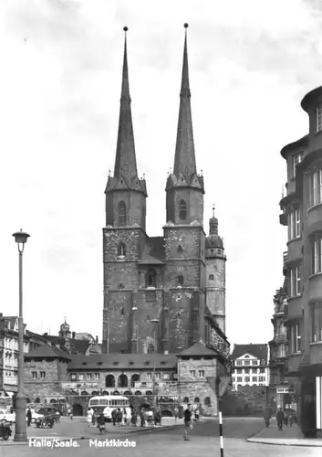 AK, Halle Saale, Marktplatz mit Marktkirche, 1972