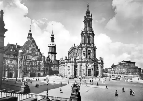 AK, Dresden, Georgentor, Hofkirche und Oper, vor 1945 - Reprint 1979