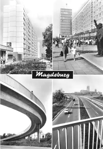 AK, Magdeburg, vier Abb., moderne Bauten, 1974