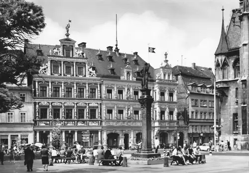 AK, Erfurt, Gildehaus am Fischmarkt, belebt, 1977